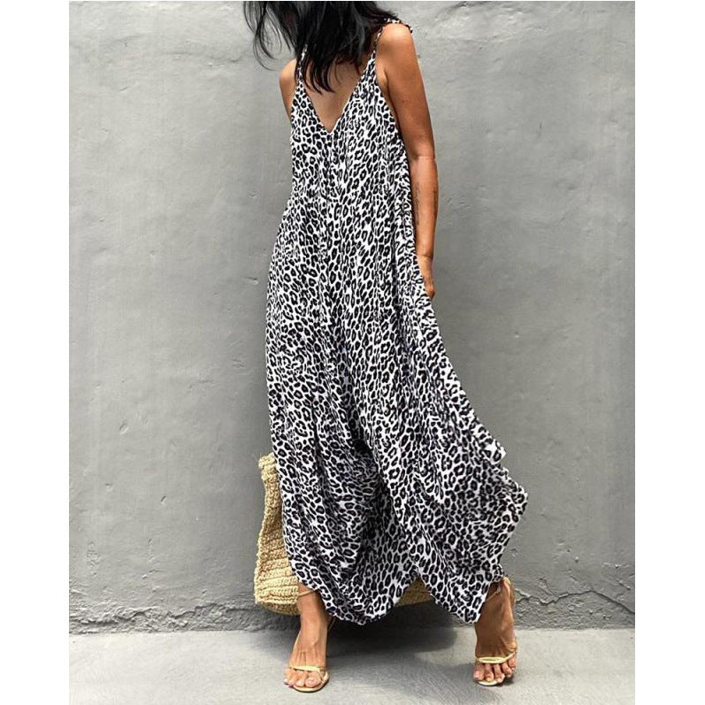 Leopard Print Jumpsuit Dress