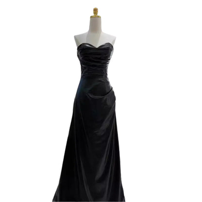 Tube Leather Look Evening Gown