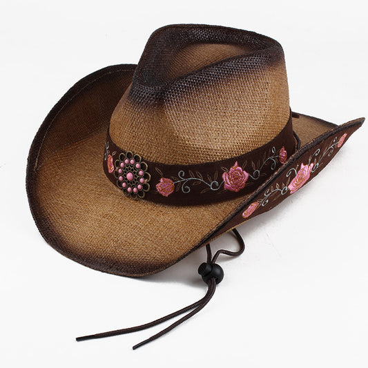 Embroidered Rose Cowboy Hat