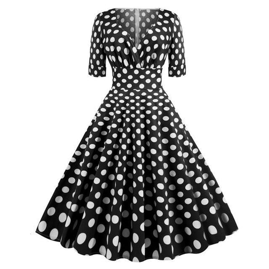 Rockabilly Vintage Ruched V Neck Dress