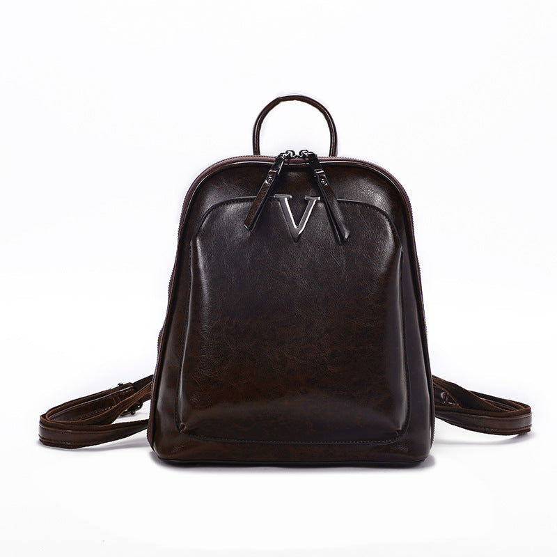 The V Leather Backpack/Purse