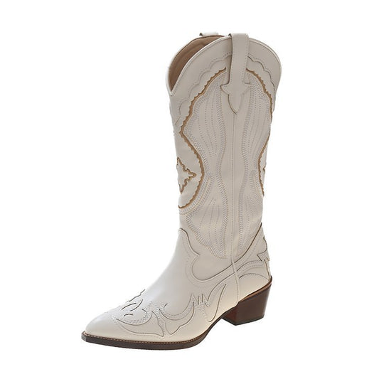Pointed Embroidery Western Cowboy Boot