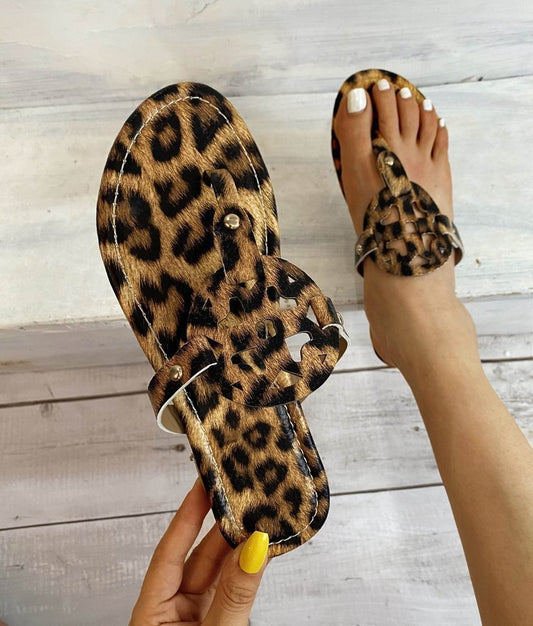 Leopard Print Beach Sandals