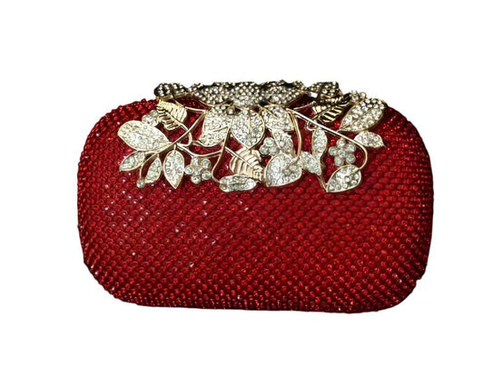 Floral Leaf Beaded Dinner Clutch